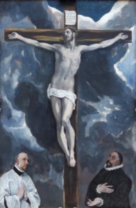 2人の寄付者が崇拝する十字架上のキリスト 作： El Greco